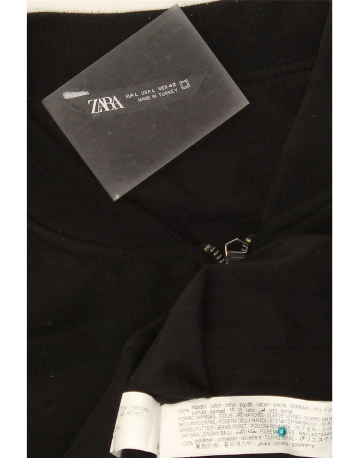Мужская куртка-бомбер Zara UK 40, большая черная, хлопковая
