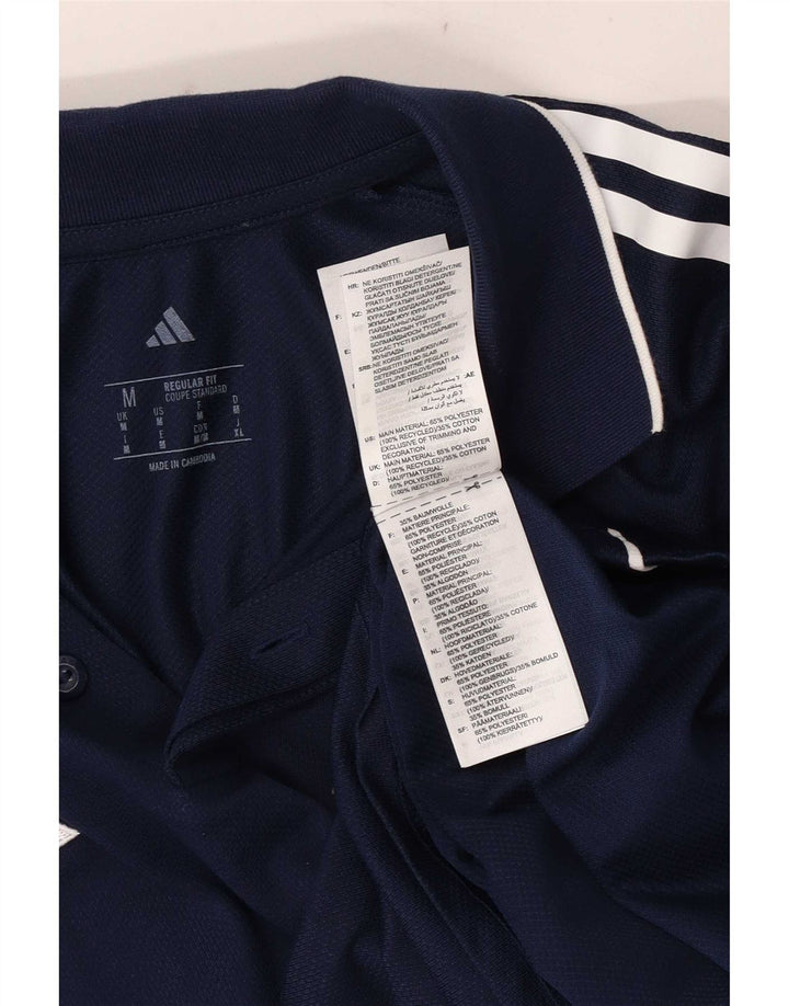 Мужская рубашка поло Adidas Regular Fit среднего размера, темно-синяя, полиэстер с цветными блоками
