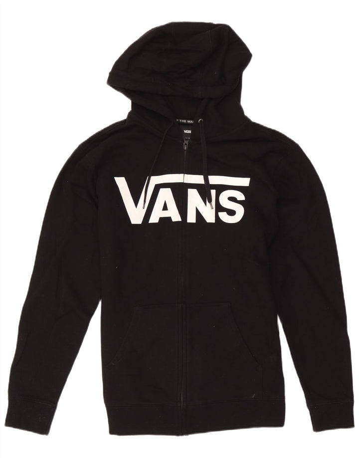 Мужской свитер с капюшоном и молнией с графическим рисунком Vans, хлопковый средний черный цвет