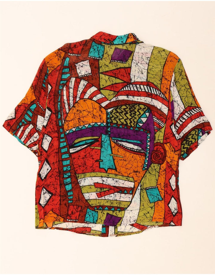 Женская блузка-рубашка VINTAGE UK 16, большая разноцветная с геометрическим узором