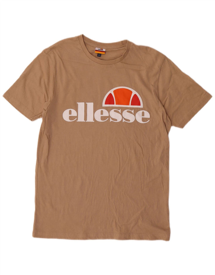 Ellesse Мужская футболка с рисунком Топ среднего бежевого цвета из хлопка