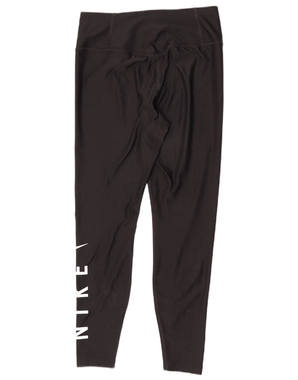 Женские леггинсы с рисунком Nike Dri Fit UK 14, средний черный, полиэстер