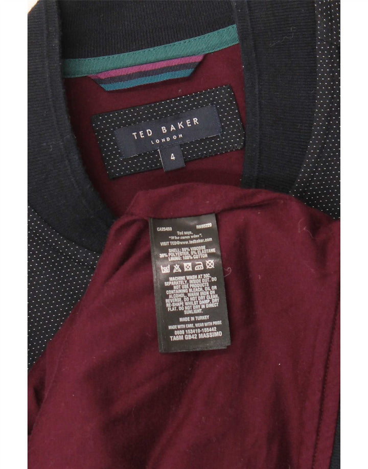 Мужская куртка-бомбер Ted Baker, размер 4, большая темно-синяя пятнистая вискоза