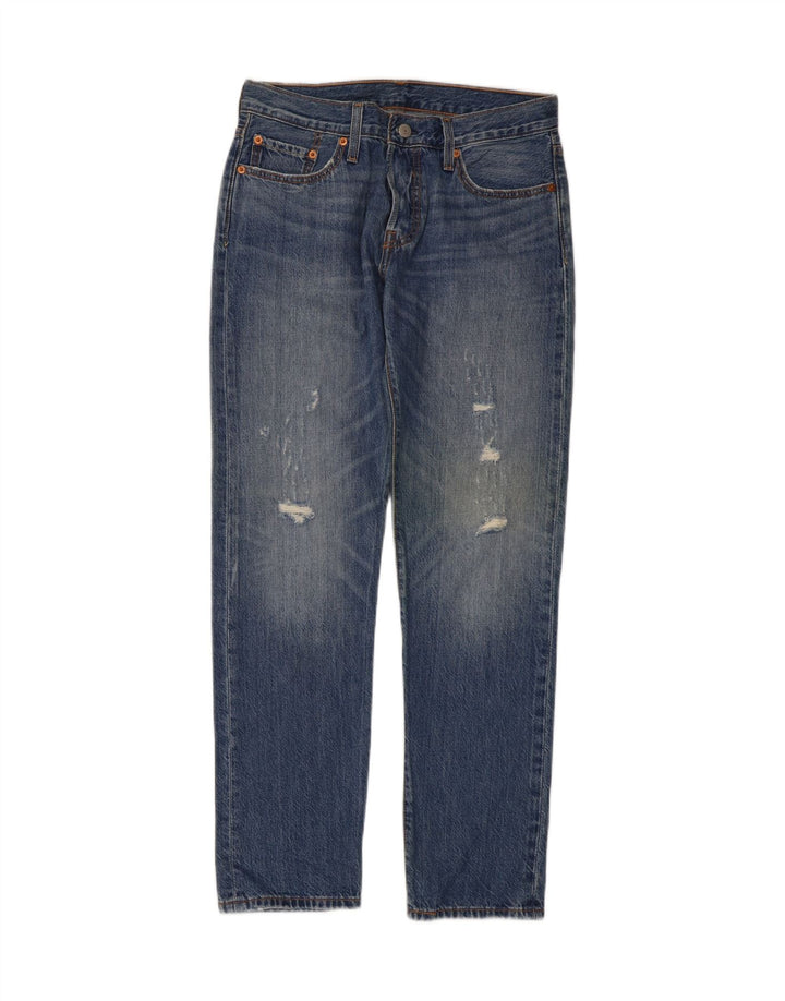 Женские потертые прямые джинсы Levi's 501 CT W26 L30, синий хлопок