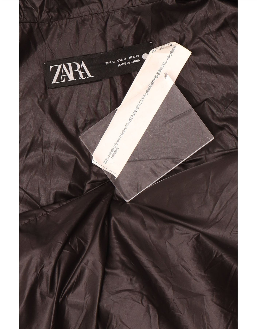 Женский утепленный жилет с капюшоном Zara UK 14, средний черный полиэстер