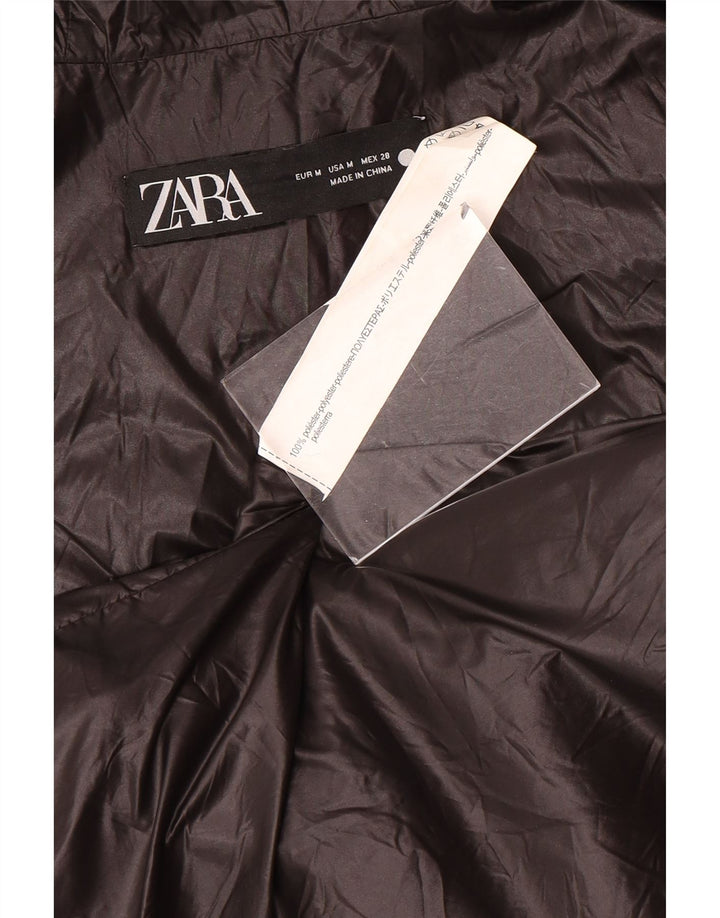 Женский утепленный жилет с капюшоном Zara UK 14, средний черный полиэстер