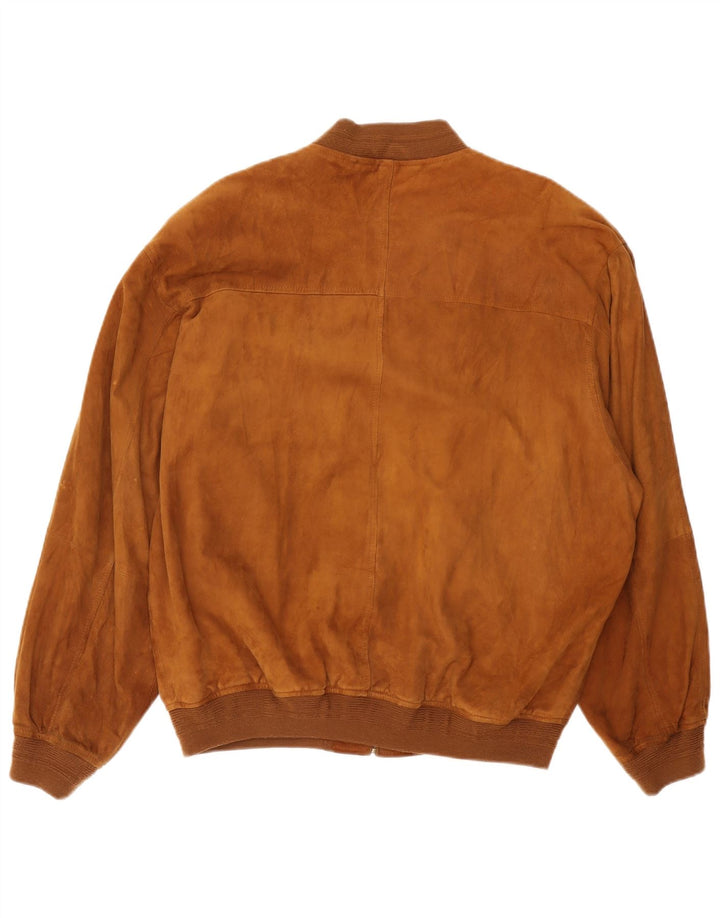 Мужской замшевый бомбер Gatsby UK 38 средний бежевый кожаный