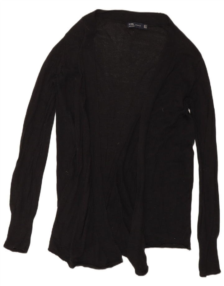 Женский открытый кардиган Zara UK 12, хлопковый средний черный цвет