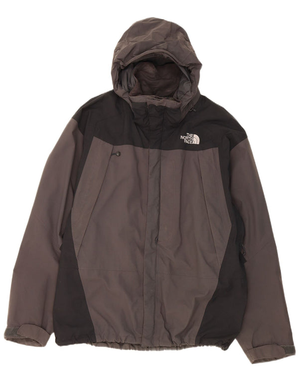 Мужская дождевик с капюшоном The North Face UK 40, большой серый нейлон с цветными блоками