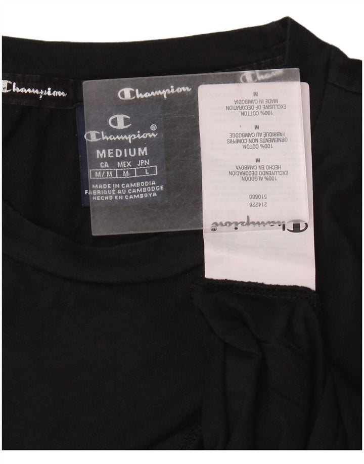 Мужская футболка с рисунком Champion, топ среднего размера, черный хлопок