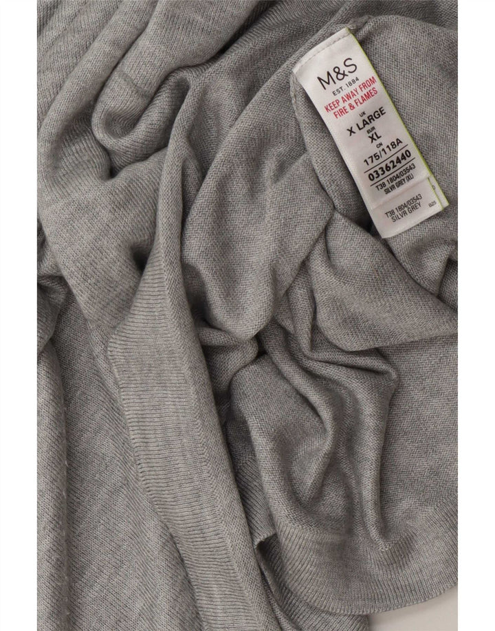 Женский свободный джемпер с v-образным вырезом Marks & Spencer UK 18 XL, серый