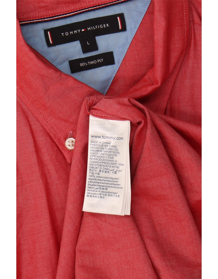 TOMMY HILFIGER Mens Shirt Large Red Cotton Vintage Tommy Hilfiger and Second-Hand Tommy Hilfiger from Messina Hembry 