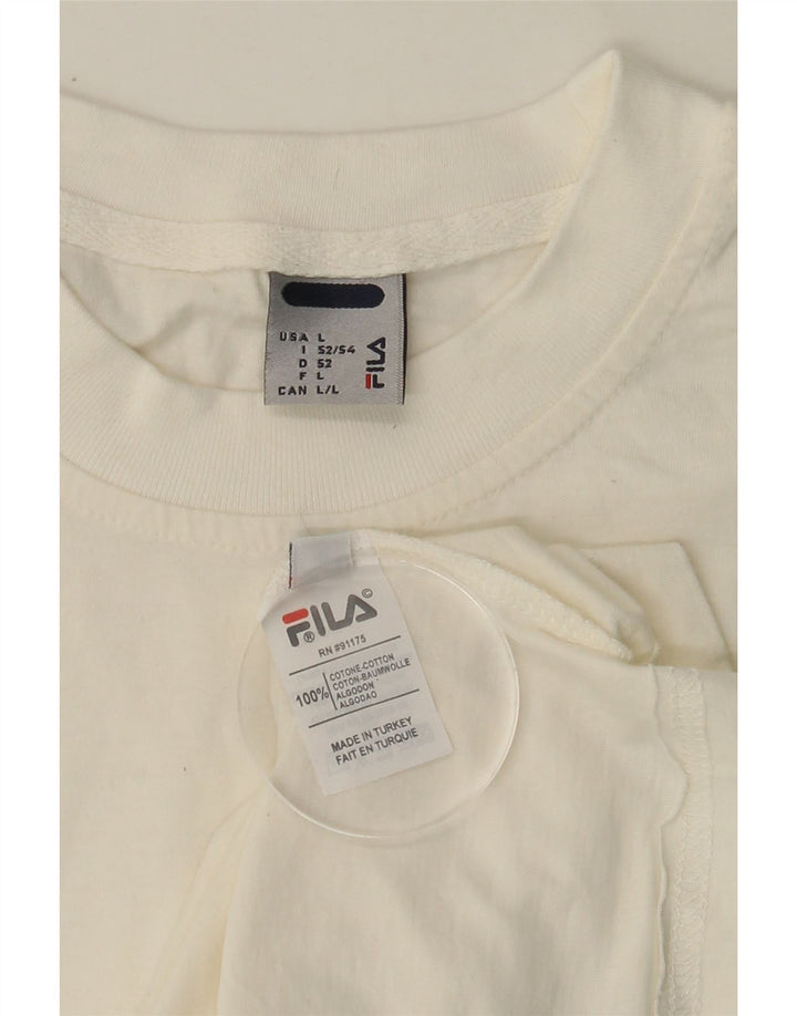 FILA Mens Graphic T-Shirt Top Large White Cotton Vintage Fila and Second-Hand Fila from Messina Hembry 