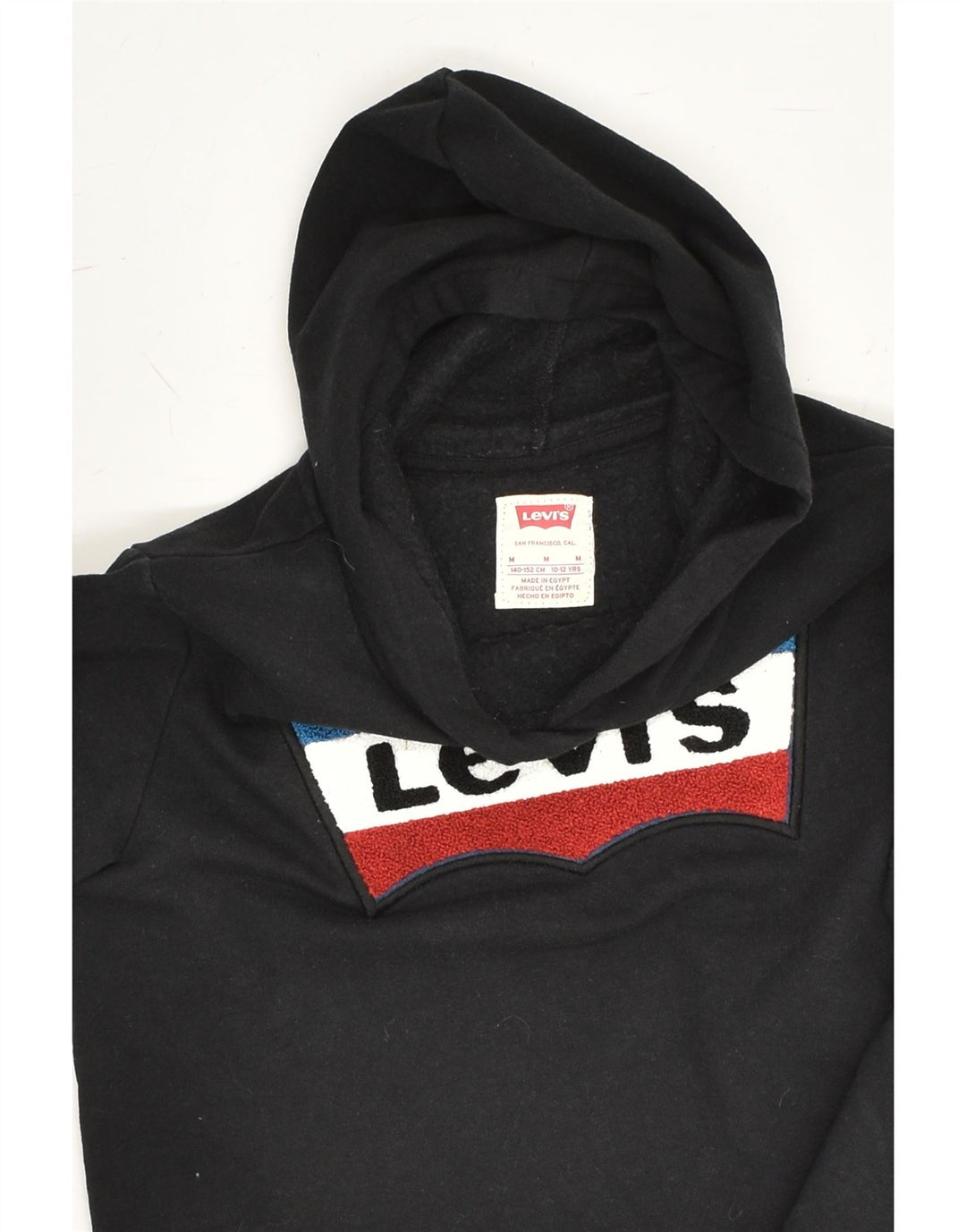 LEVI'S Girls Crop Graphic Hoodie Jumper 10-11 Years Medium Black Cotton | Vintage Levi's | Thrift | Second-Hand Levi's | Used Clothing | Messina Hembry 