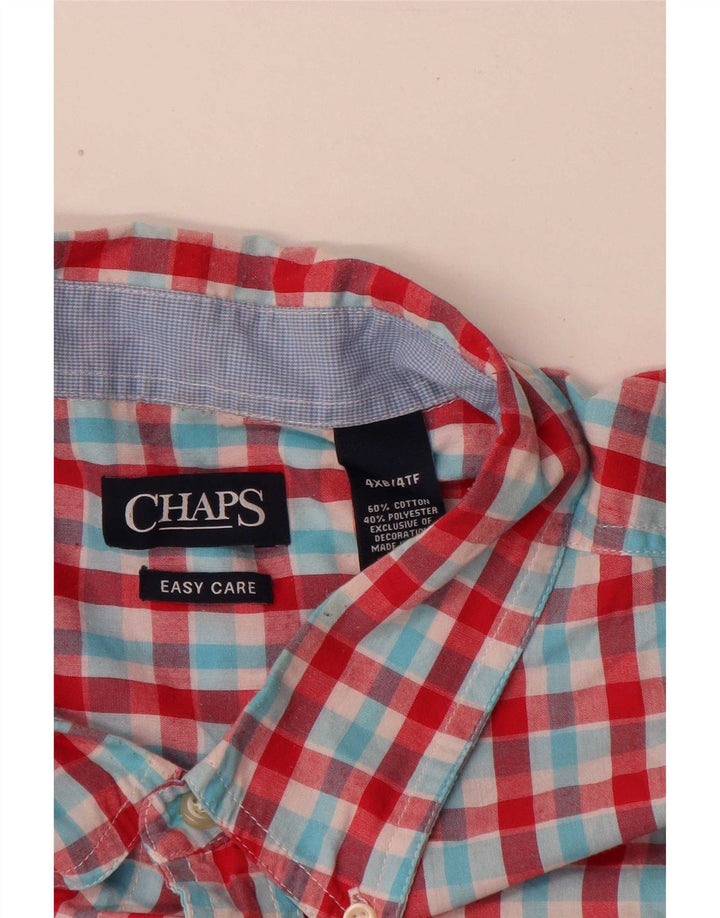 Мужская рубашка обычного кроя с короткими рукавами Chaps, 4XL, красный хлопок в мелкую клетку