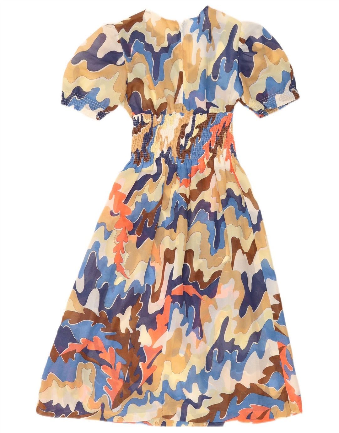 Винтажное женское платье макси с абстрактным узором, Великобритания, 8 маленьких разноцветных цветов