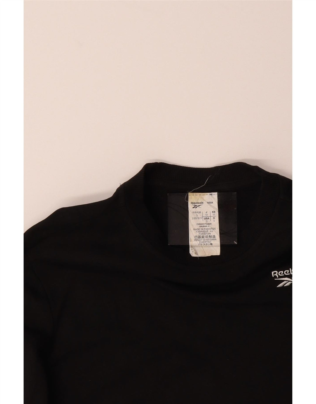 REEBOK Mens Sweatshirt Jumper Small Black Cotton