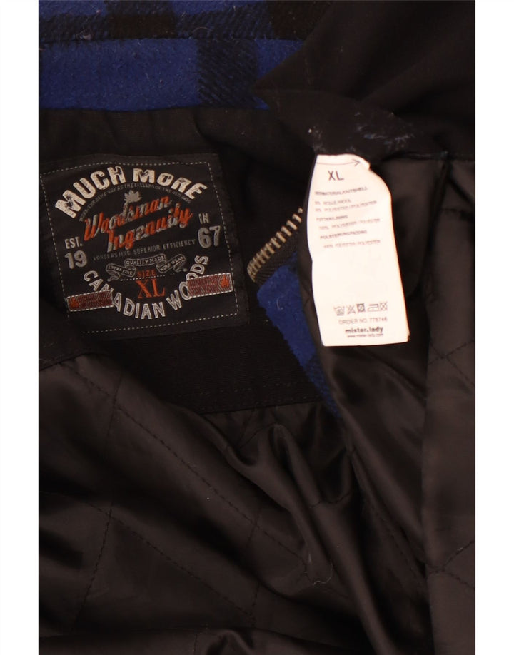 Мужской бомбер MUCHMORE UK 42 XL, синяя шерстяная клетка в мелкую клетку