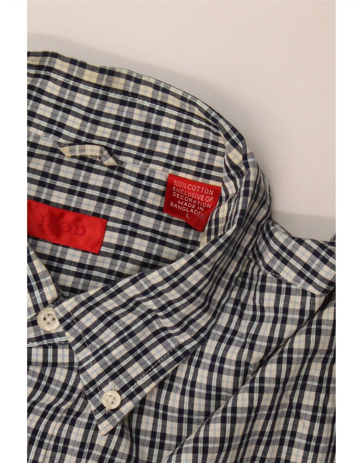 IZOD Мужская рубашка с коротким рукавом, большая темно-синяя клетка, хлопок