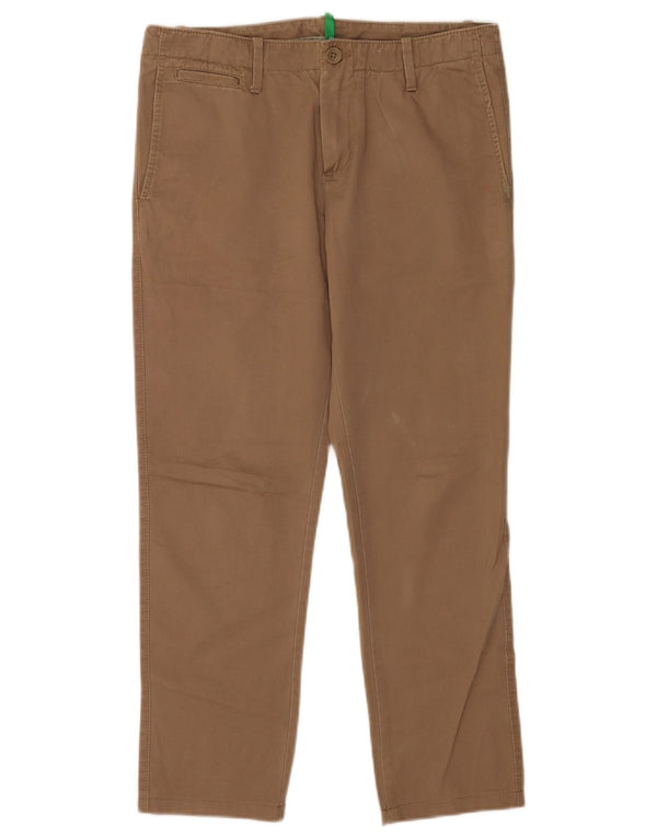 Женские прямые брюки чинос Benetton IT 44 Medium W32 L27 Коричневые, хлопок