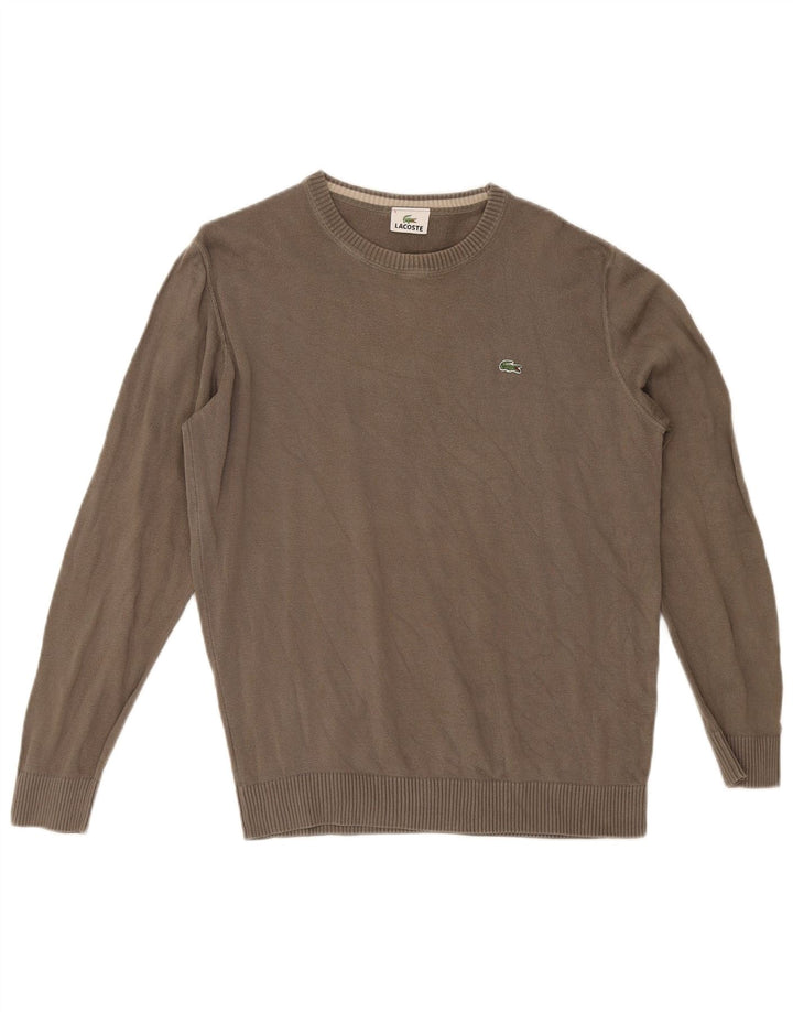 Мужской свитер Lacoste с круглым вырезом, размер 5, большой, хаки