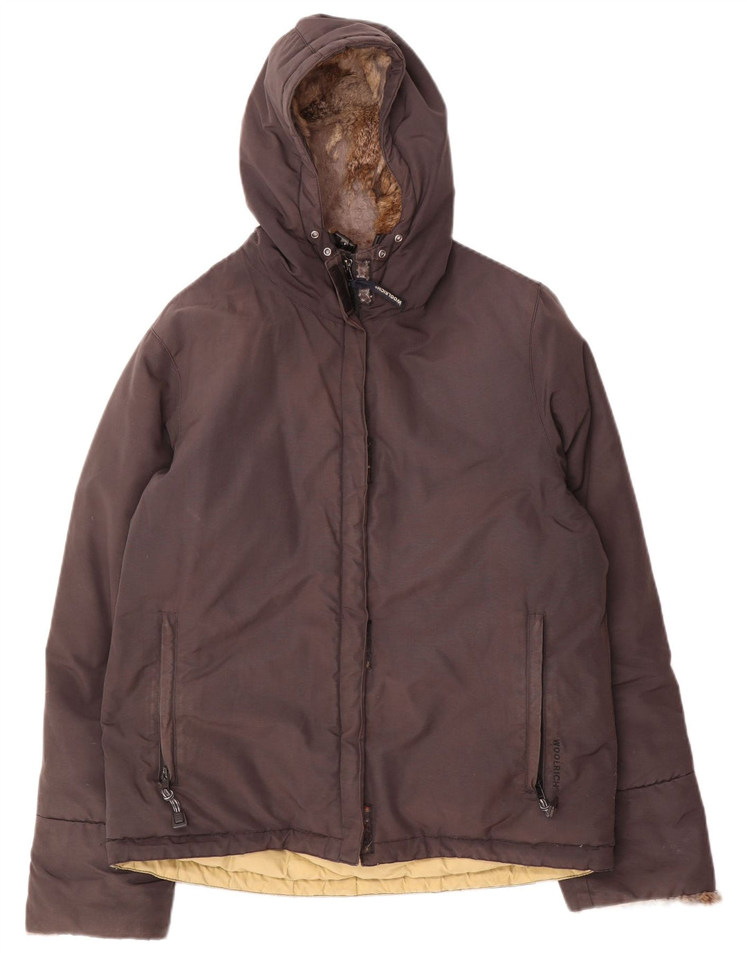 Женская стеганая куртка с капюшоном Woolrich UK 16, большая коричневая