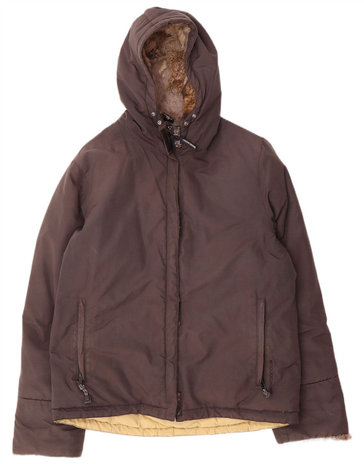 Женская стеганая куртка с капюшоном Woolrich UK 16, большая коричневая