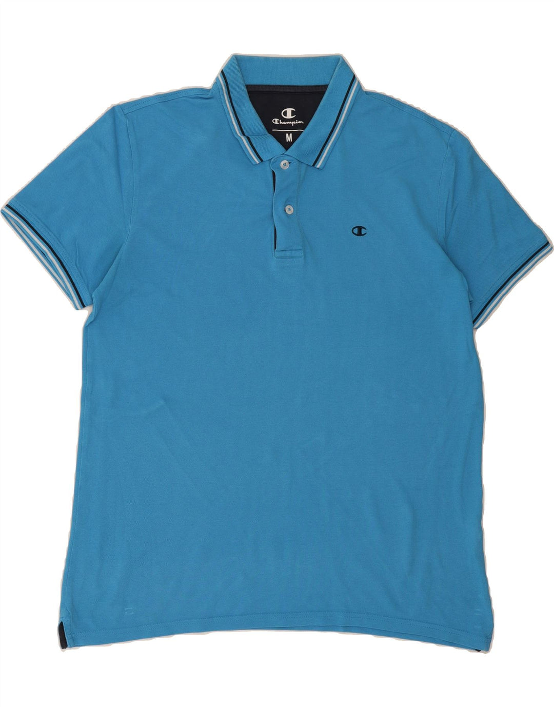 CHAMPION Mens Polo Shirt Medium Blue Cotton Vintage Champion and Second-Hand Champion from Messina Hembry 