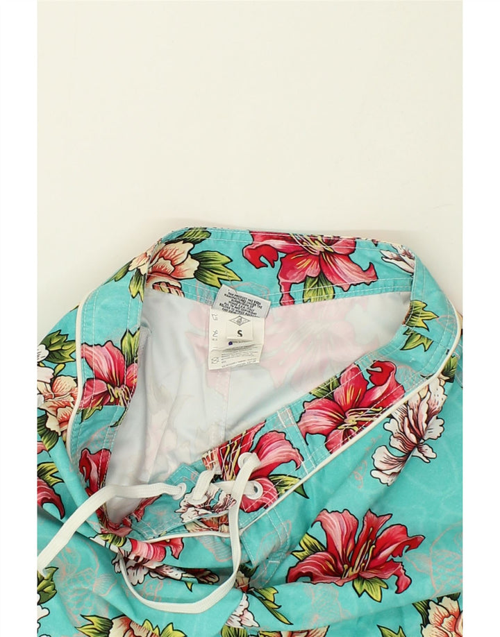 BEAR Mens Graphic Swimming Shorts Small Blue Floral Polyester Vintage Bear and Second-Hand Bear from Messina Hembry 