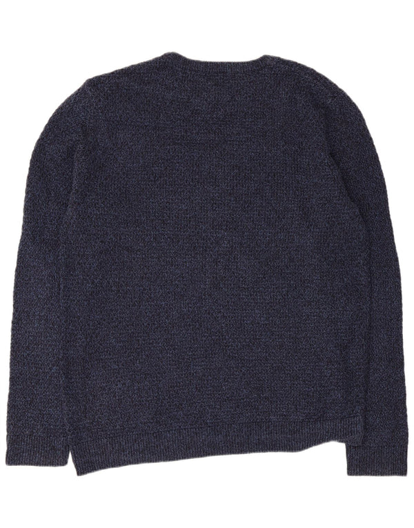 Мужской джемпер с круглым вырезом Jack & Jones XL, темно-синий хлопковый крапчатый свитер