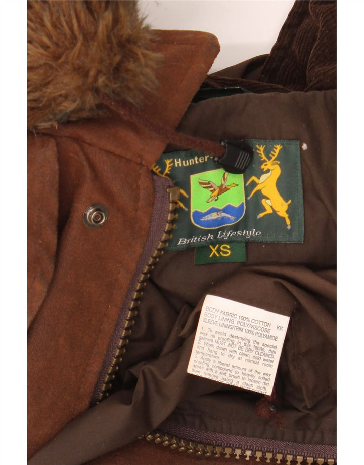 HUNTER Мужская охотничья накидка из вощеного хлопка с капюшоном UK 34 XS Коричневый хлопок