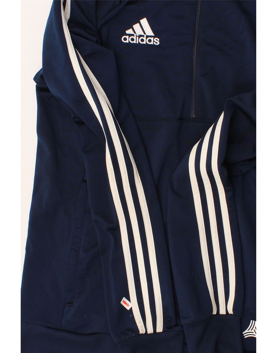 ADIDAS Mens Zip Neck Sweatshirt Jumper Small Navy Blue Polyester Vintage Adidas and Second-Hand Adidas from Messina Hembry 