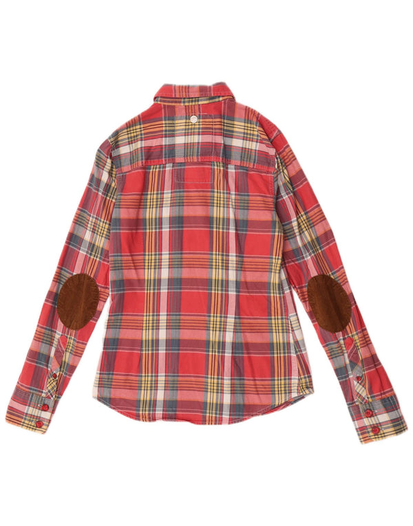 Женская фланелевая рубашка Superdry UK 10, маленькая розовая клетка, хлопок