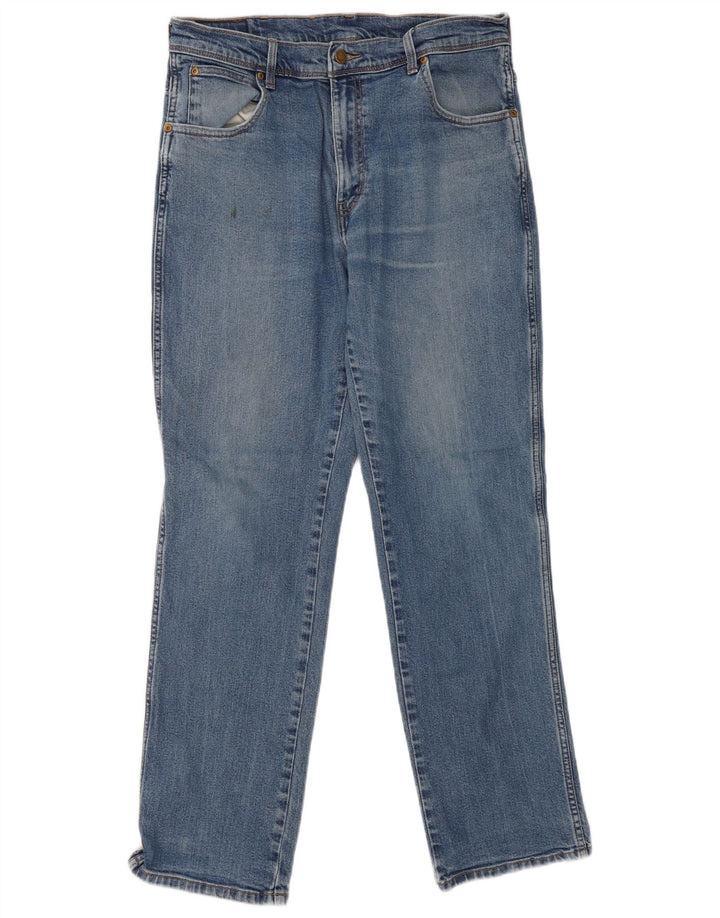 Мужские прямые джинсы Wrangler стандартного кроя W36 L32, синие, хлопок