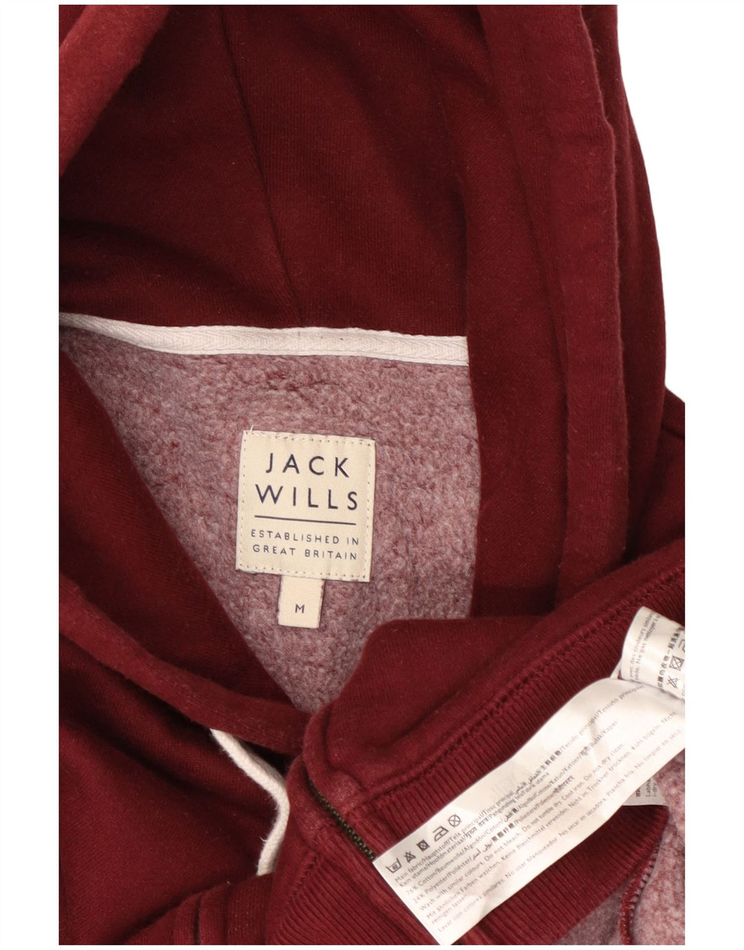 JACK WILLS Мужской свитер с капюшоном на молнии, темно-бордовый, хлопок