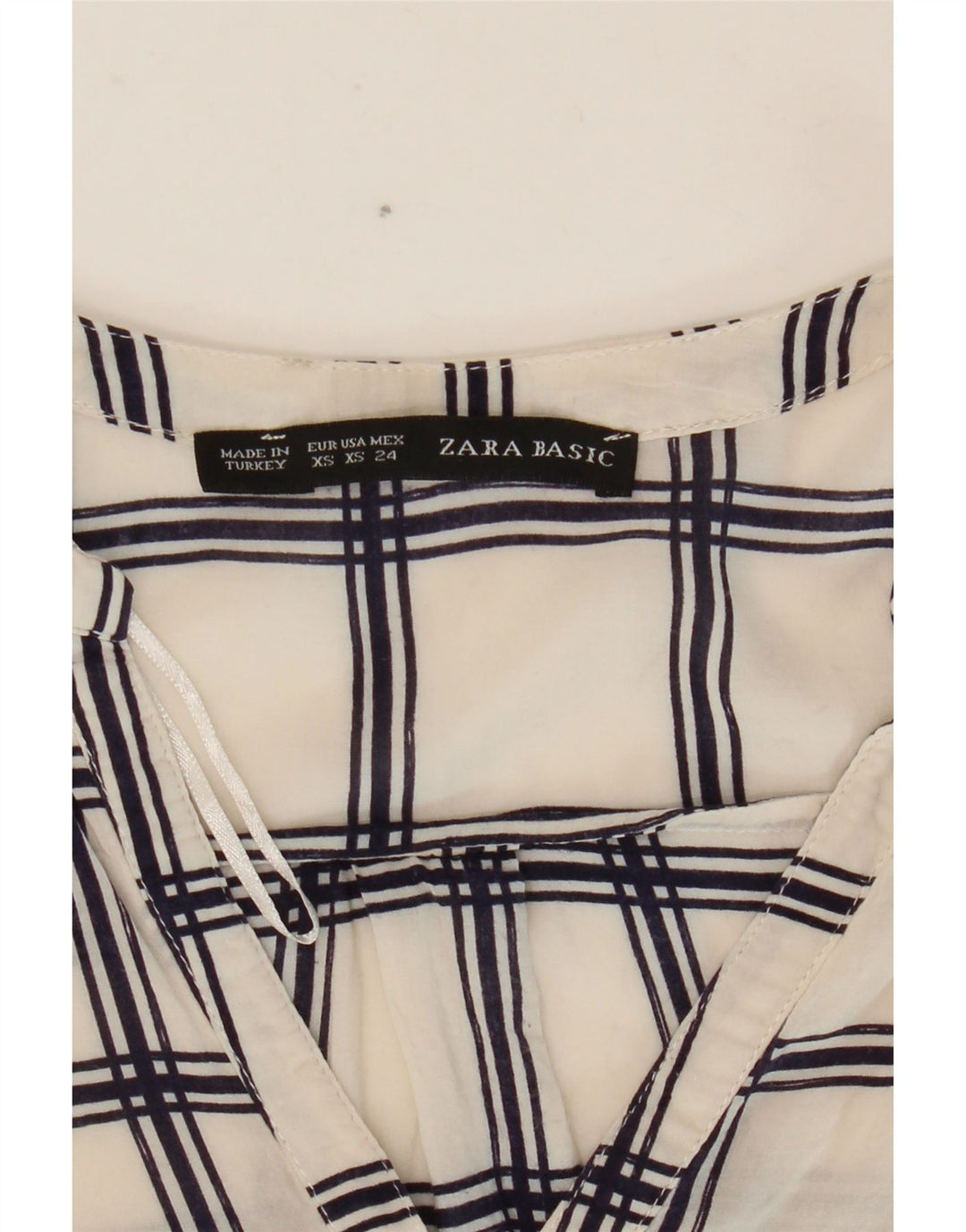 Женская блузка с рукавом 3/4 Zara UK 6 XS, белая клетка