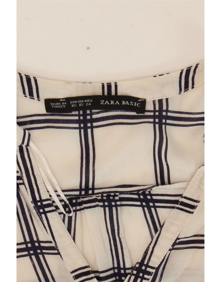 Женская блузка с рукавом 3/4 Zara UK 6 XS, белая клетка