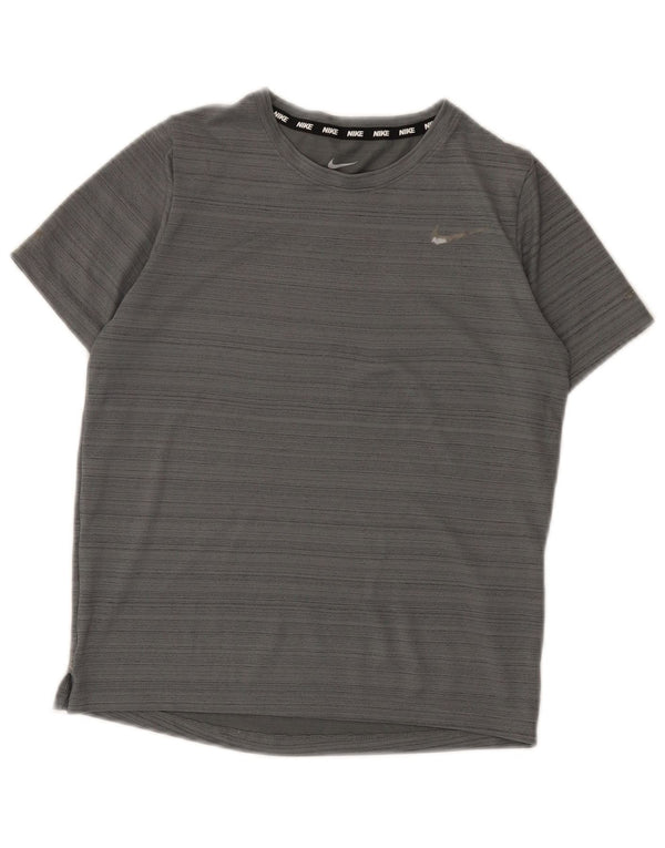 Футболка Nike Dri Fit для мальчиков, топ 10–11 лет, средний серый полосатый полиэстер