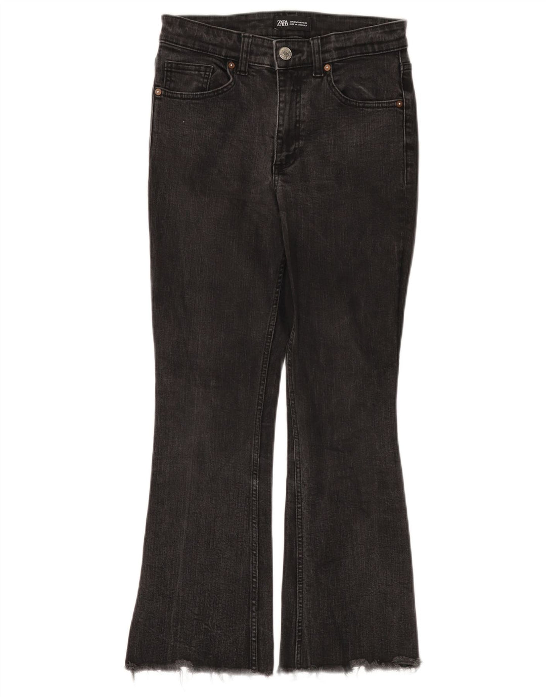 Женские расклешенные джинсы ZARA EU 38, маленькие W28 L25, черный хлопок