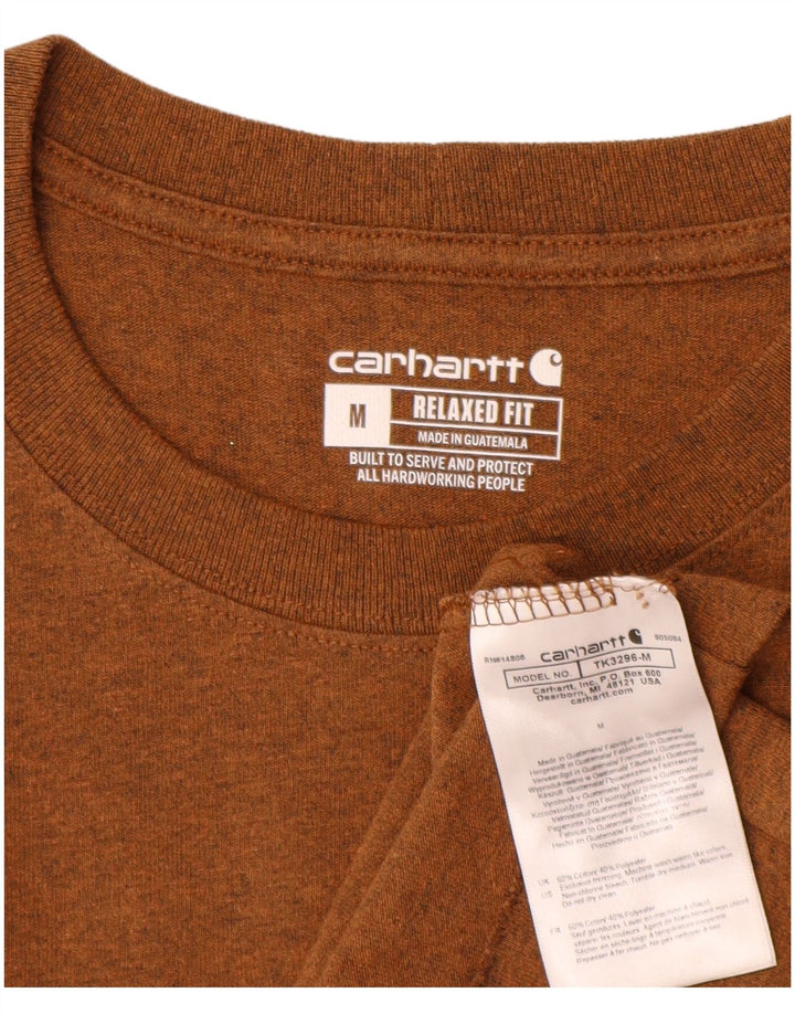 Мужская футболка свободного покроя CARHARTT, хлопковый топ среднего коричневого цвета с крапинками