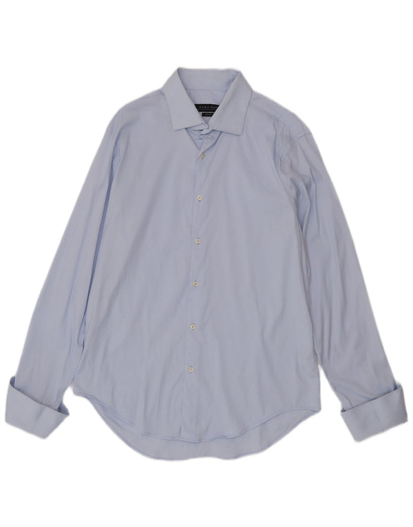 Мужская рубашка узкого кроя Zara XL, синяя, хлопок