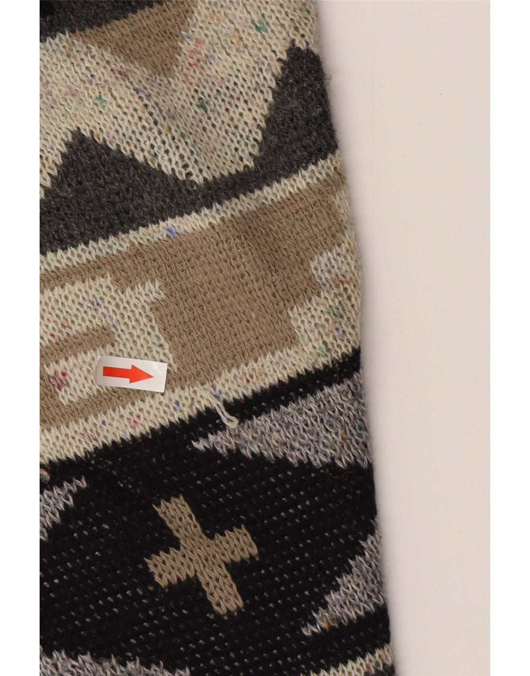 Мужской свитер-кардиган VINTAGE XL, серый акрил с геометрическим узором