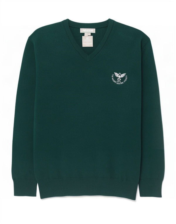 Мужской джемпер с v-образным вырезом Lyle & Scott 2XL, зеленая шерсть