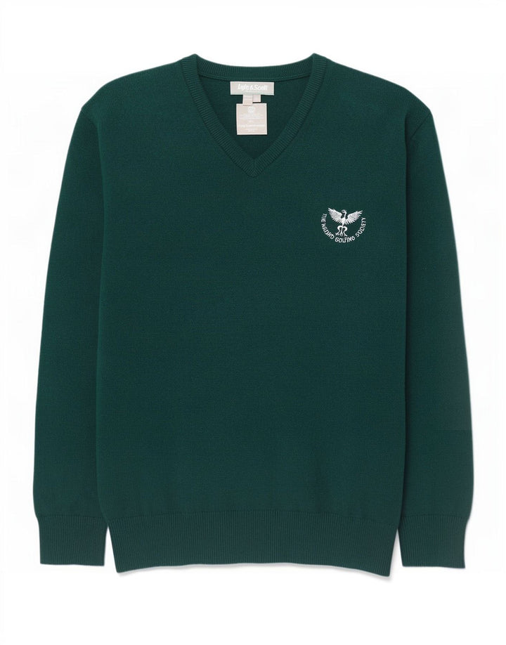 Мужской джемпер с v-образным вырезом Lyle & Scott 2XL, зеленая шерсть