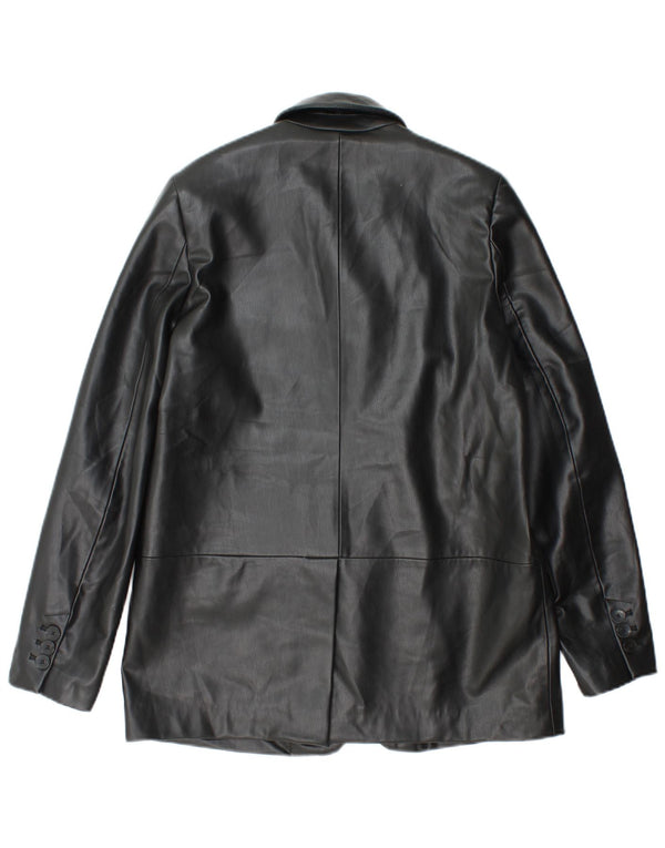 Женский пиджак из искусственной кожи на 1 пуговице Zara UK 6 XS, черный полиэтилен