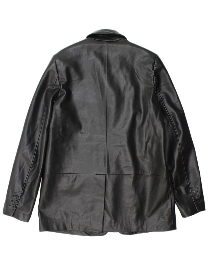 Женский пиджак из искусственной кожи на 1 пуговице Zara UK 6 XS, черный полиэтилен