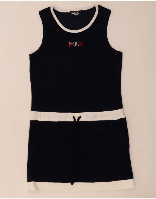 Fila Женское бархатное платье-футляр без рукавов UK 6 XS Темно-синий с цветными блоками