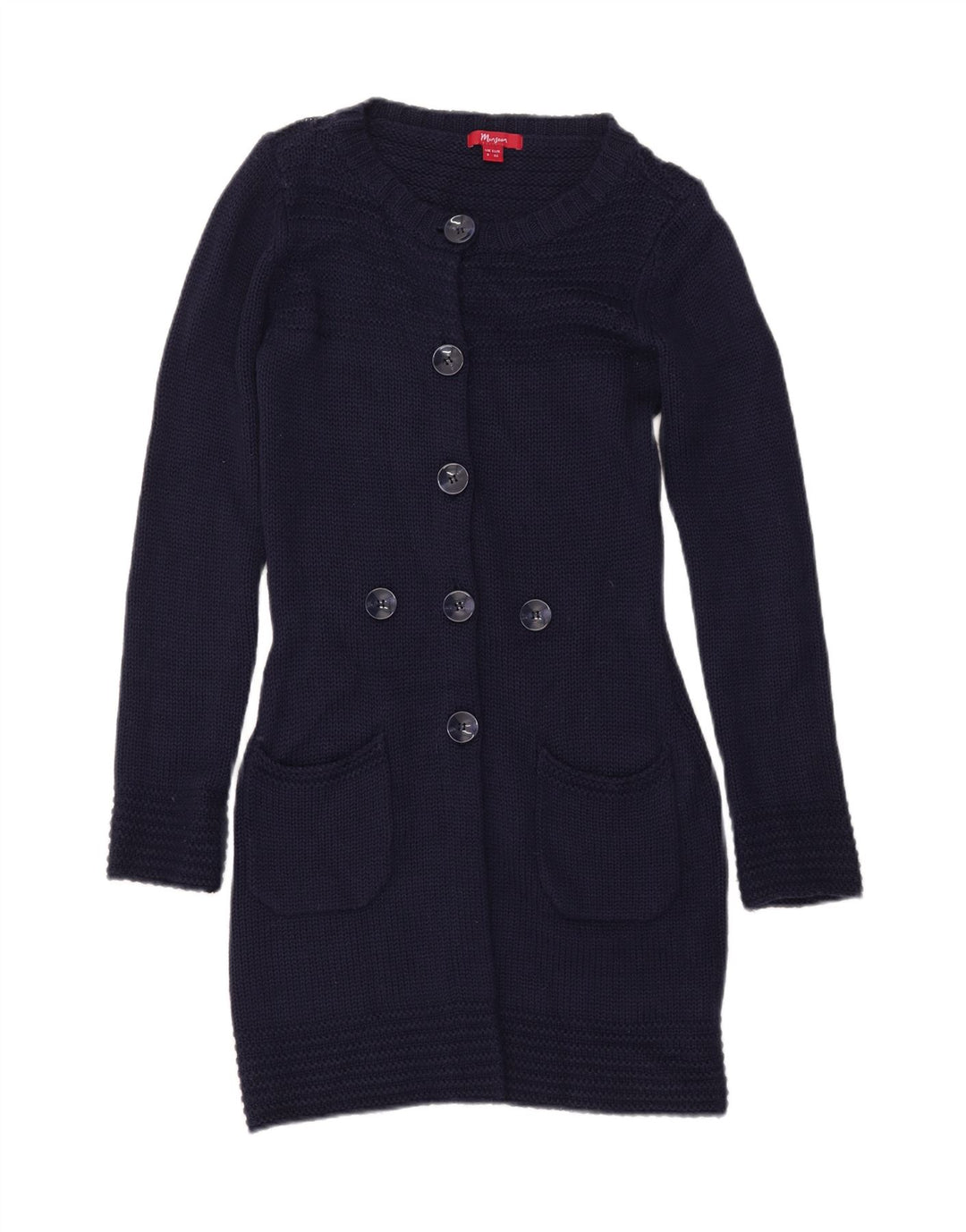 Женский удлиненный кардиган MONSONON UK 8, маленький темно-синий акрил