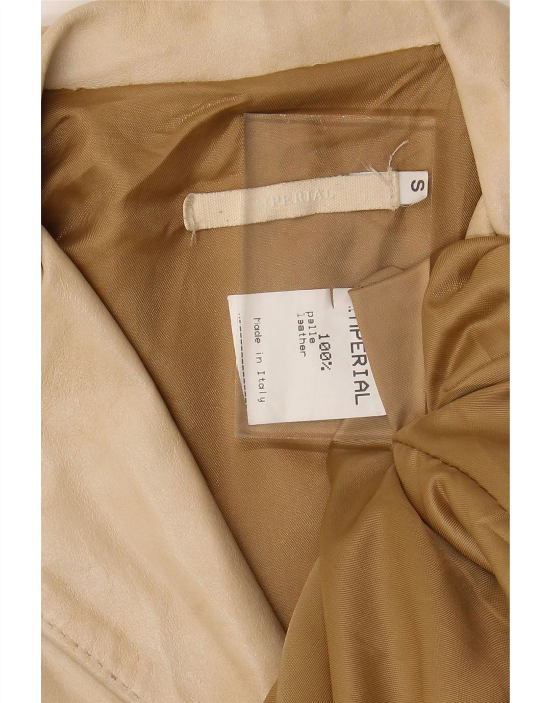 IMPERIAL Womens Leather Coat UK 10 Small Beige Leather Vintage Imperial and Second-Hand Imperial from Messina Hembry 