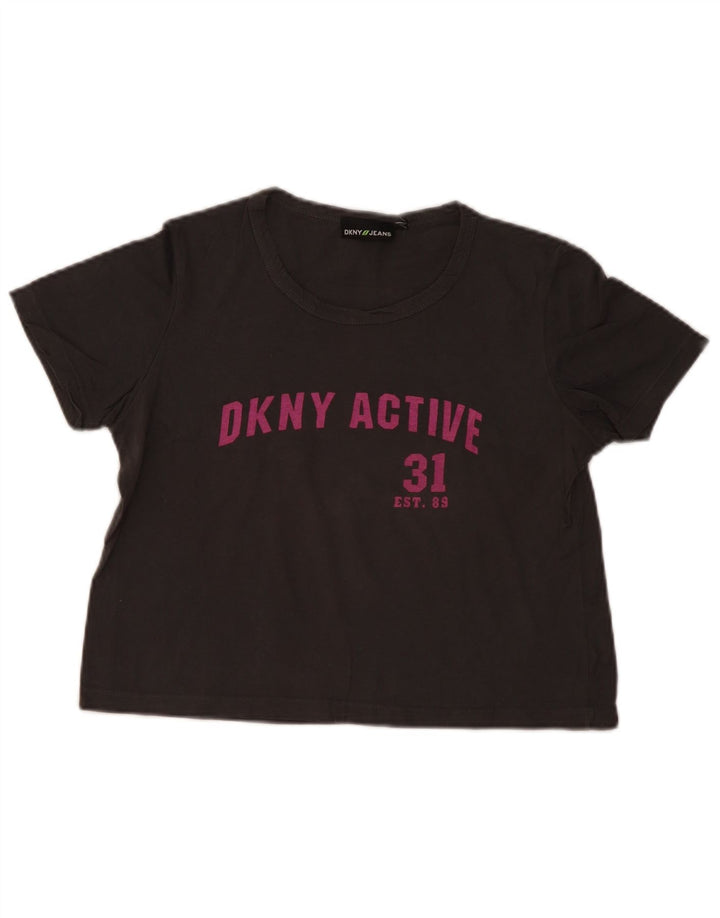Женская укороченная футболка с рисунком Dkny Top UK 14, средний серый